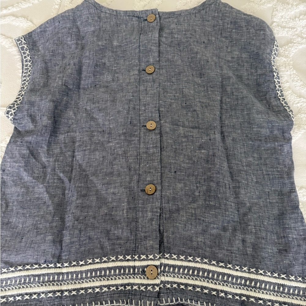 Sigrid Olsen Blue Boxy Cap Sleeve Blouse - Picture 5 of 7